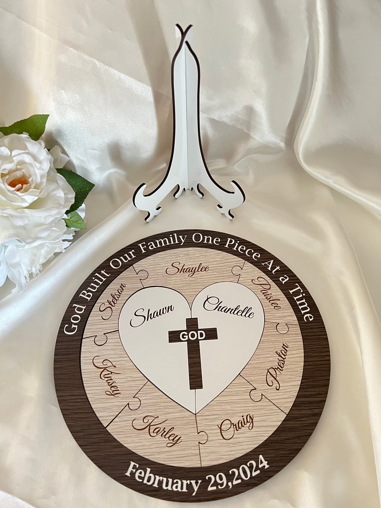 Unity Puzzle - Brown design with Christian Cross