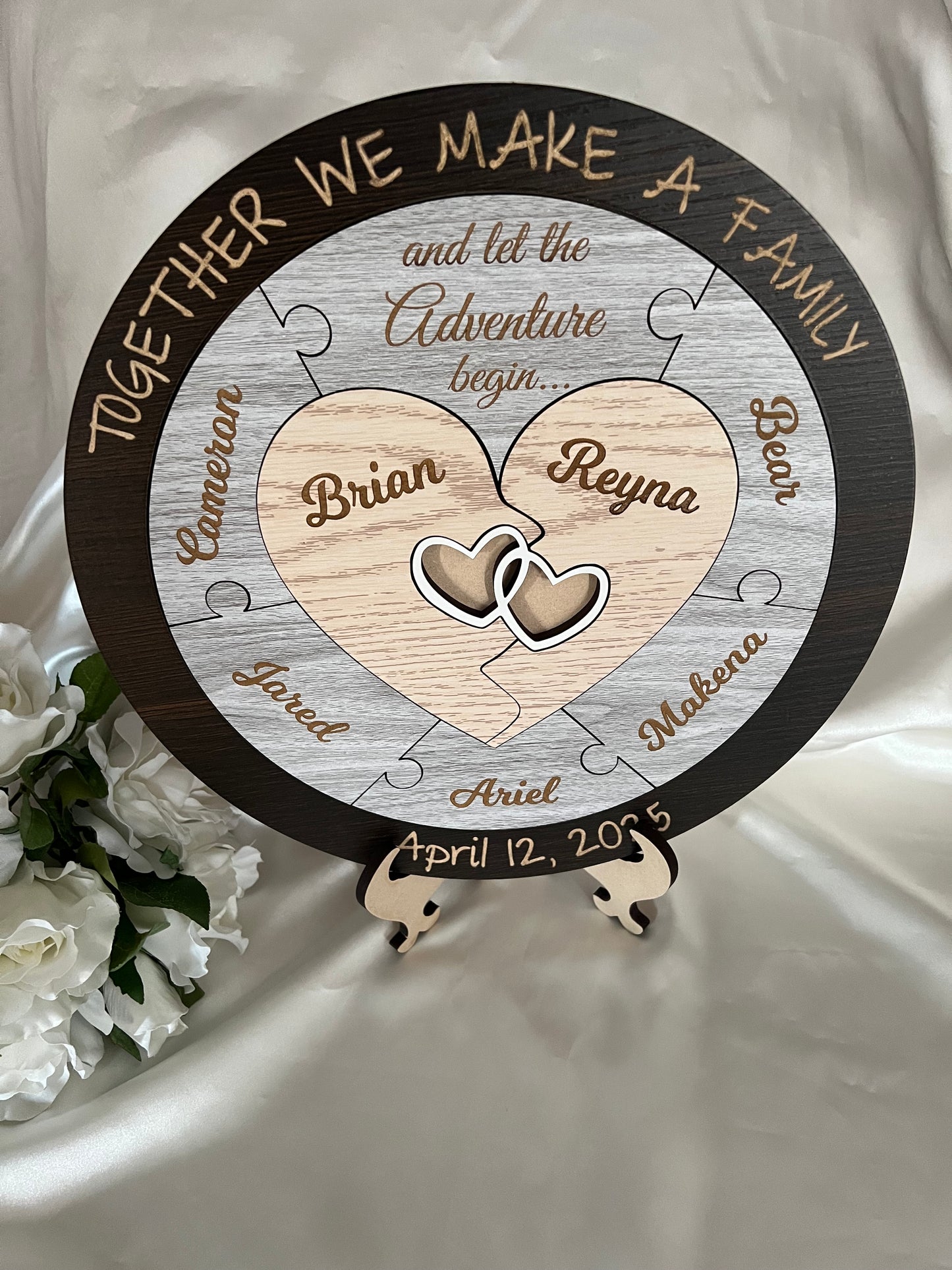 Wedding Unity Puzzle - Hearts in Brown 305mm (12")