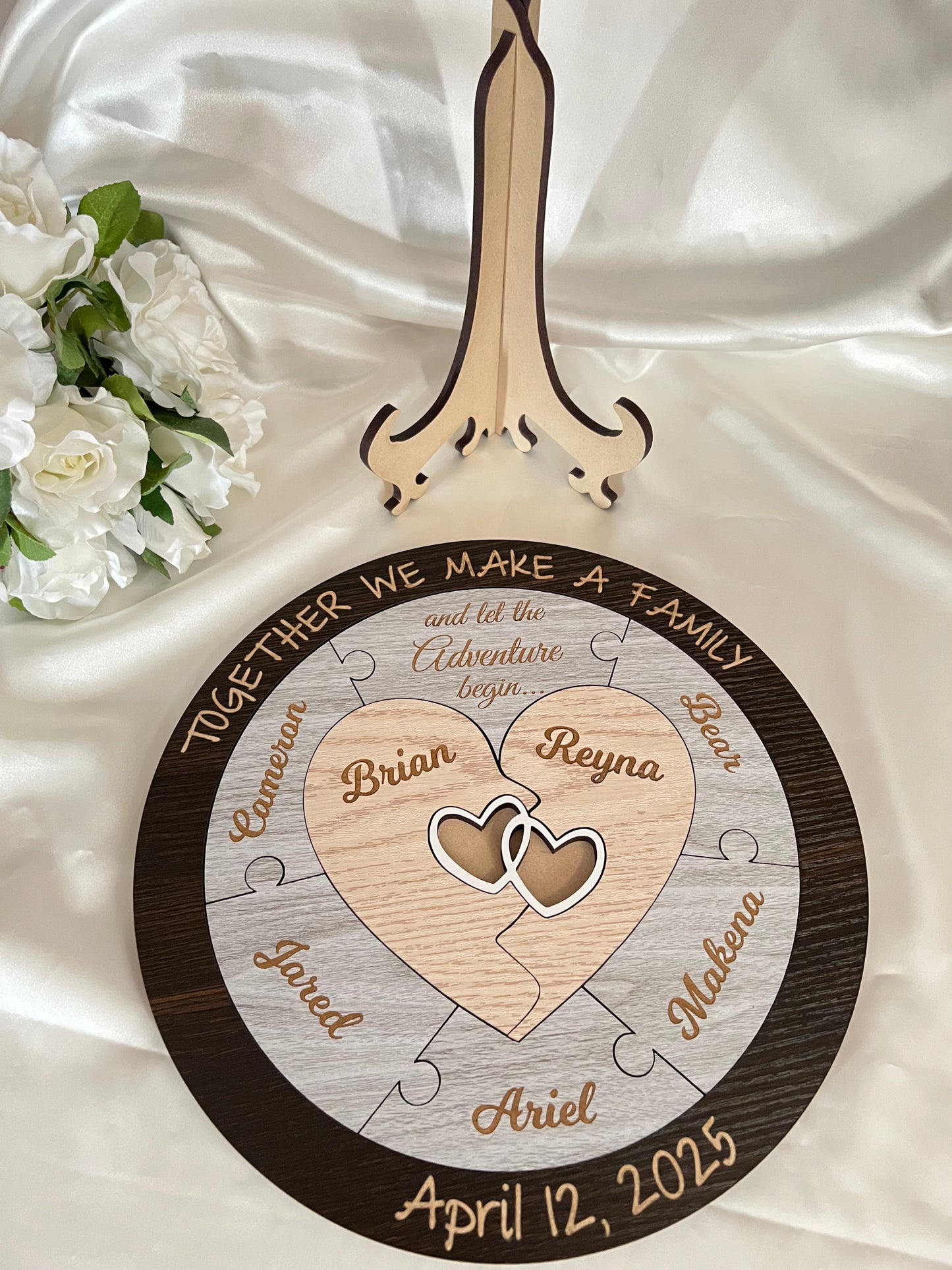 Wedding Unity Puzzle - Hearts in Brown 305mm (12")