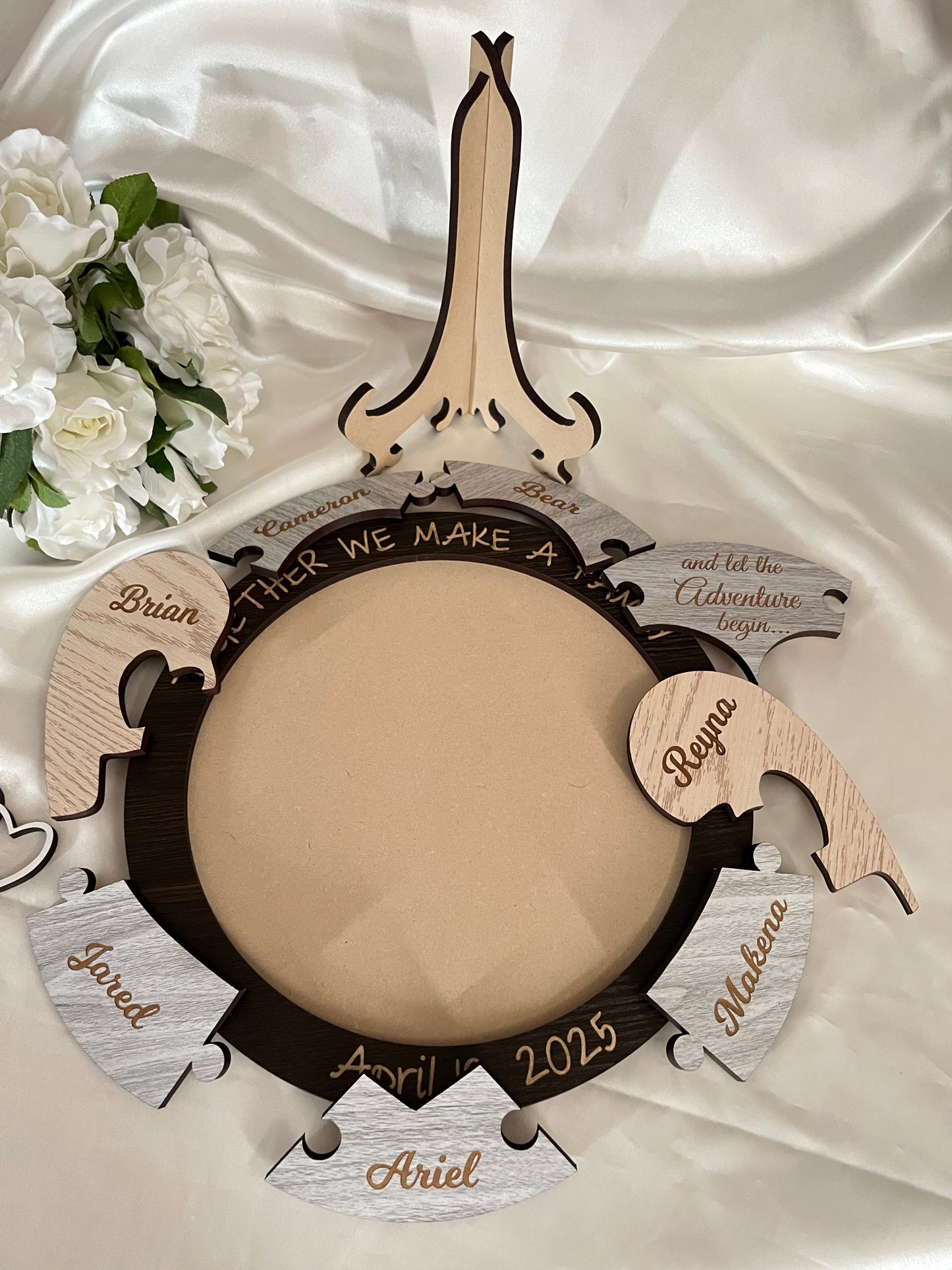 Wedding Unity Puzzle - Hearts in Brown 305mm (12")