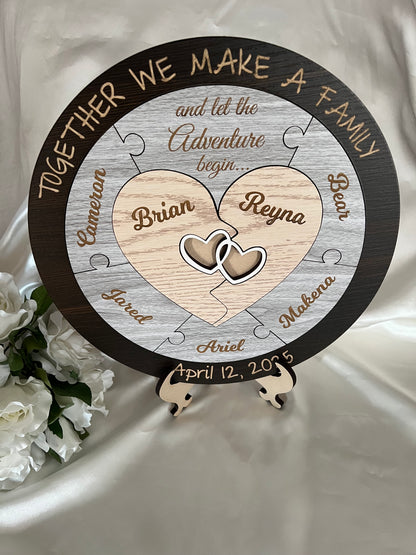 Wedding Unity Puzzle - Hearts in Brown 305mm (12")