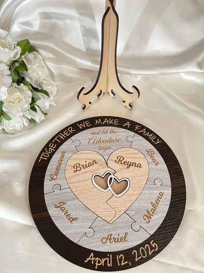 Wedding Unity Puzzle - Hearts in Brown 305mm (12")
