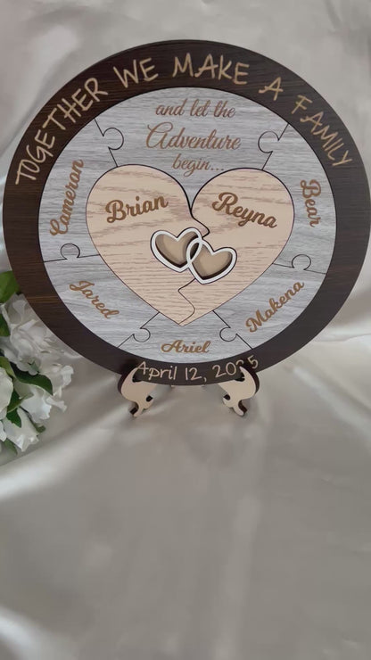 Wedding Unity Puzzle - Hearts in Brown 305mm (12")